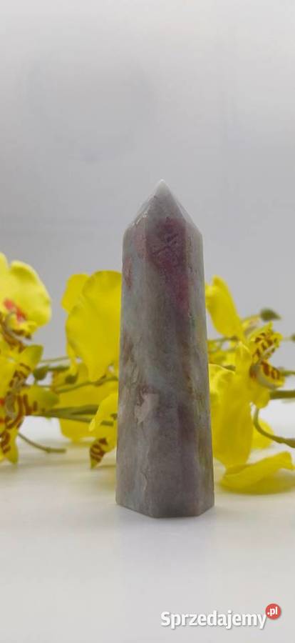 Obelisk stojący kryształ turmalin różowy z Olsztyn