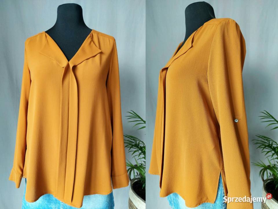 Musztardowa bluzka koszulowa damska z New Look Bluzki i koszule