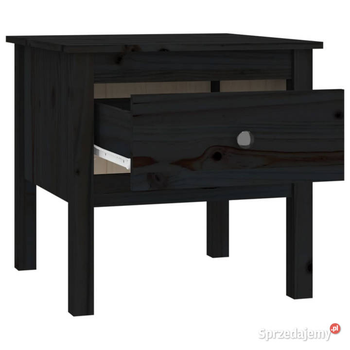 Stolik boczny czarny 50x50x49 lite drewno Warszawa