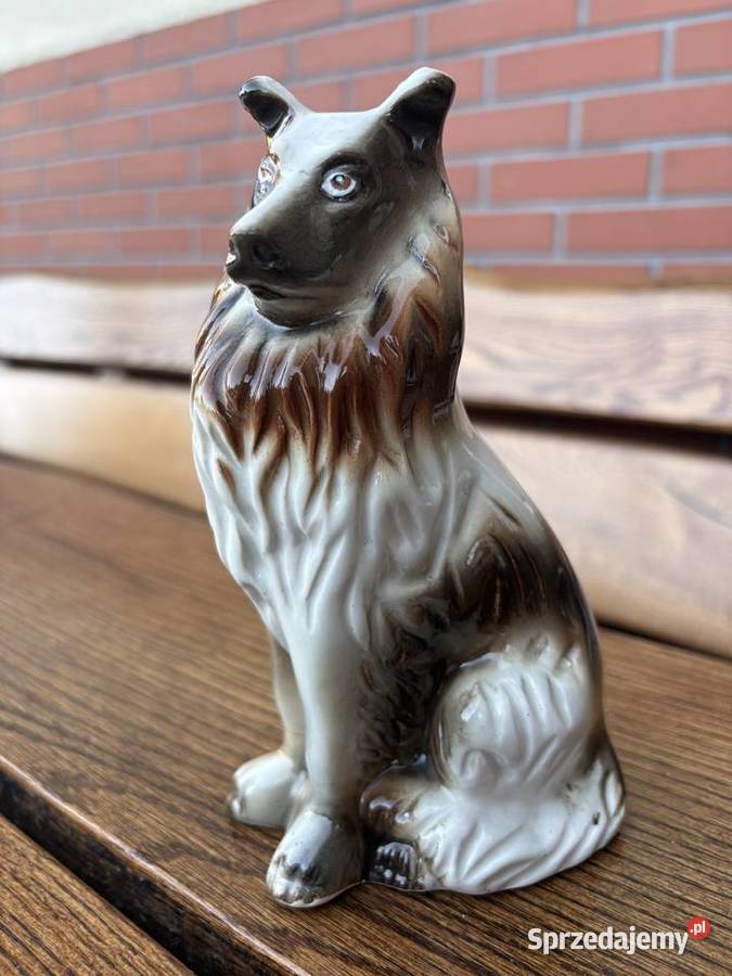 Ceramiczna figurka psa 18 owczarek szkocki Legnica