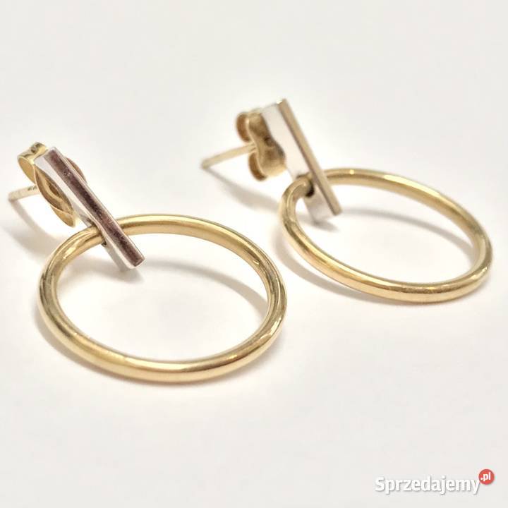 Złote kolczyki 585 14K dwukolorowe koła mazowieckie Warszawa