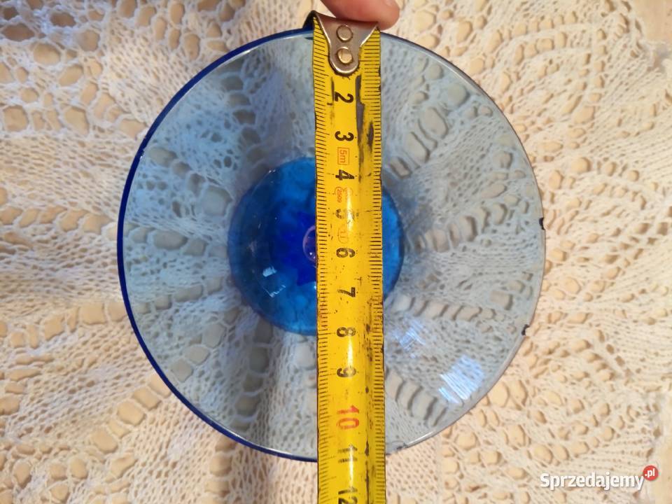 Szklana patera niebieska kujawsko-pomorskie Nakło nad Notecią