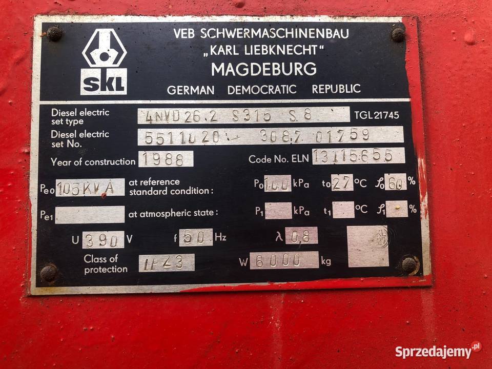 Agregat generator prądotwórczy 105 kVa Zbylitowska Góra