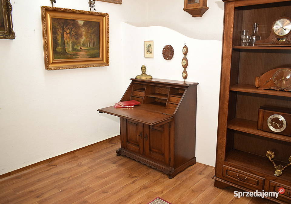 ŁADNY DĘBOWY SEKRETARZYK BIURKO SEKRETERA DĄB Świdnica
