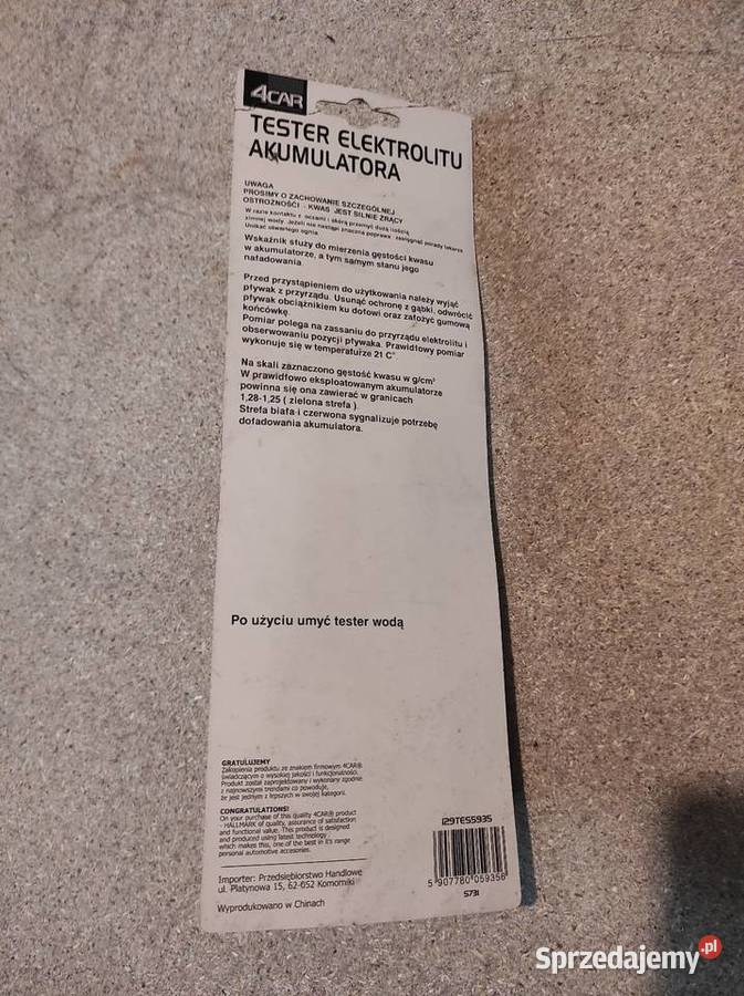 Tester elektrolitu akumulatora podkarpackie sprzedam