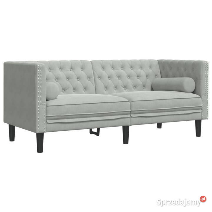 2cz wypoczynek Chesterfield z wałkami jasnoszary Sofy i kanapy Meble mazowieckie Warszawa