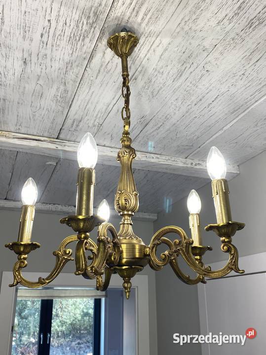 Francuski antyczny Żyrandol 20 mosiądz Lampy Warszawa sprzedam