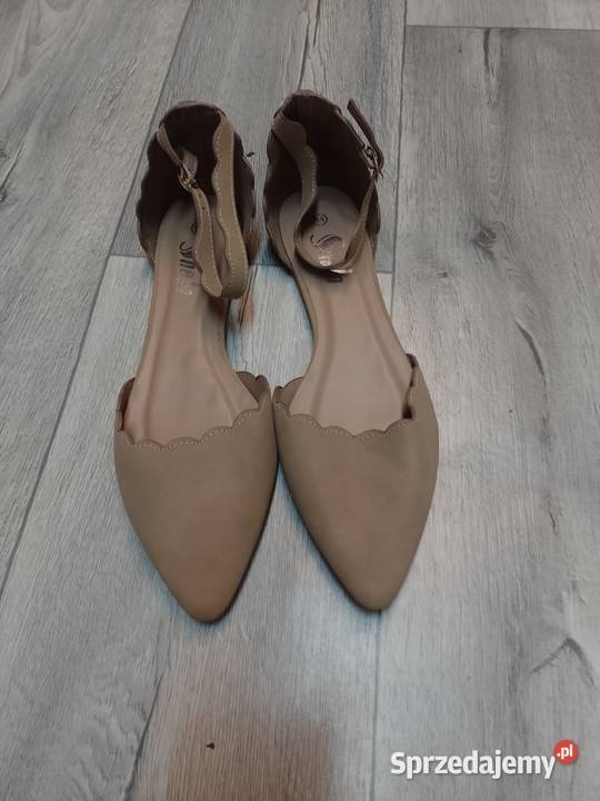 4243 Beżowe baleriny wieczorowe z zapięciem NOWE inna