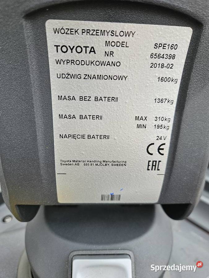 Wózek elektryczny Toyota SPE160 dolnośląskie Jelcz-Laskowice