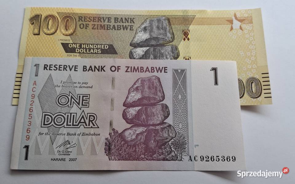 ZIMBABWE1 DOLLAR I 100 DOLLARS LADNE CAŁE sprzedam