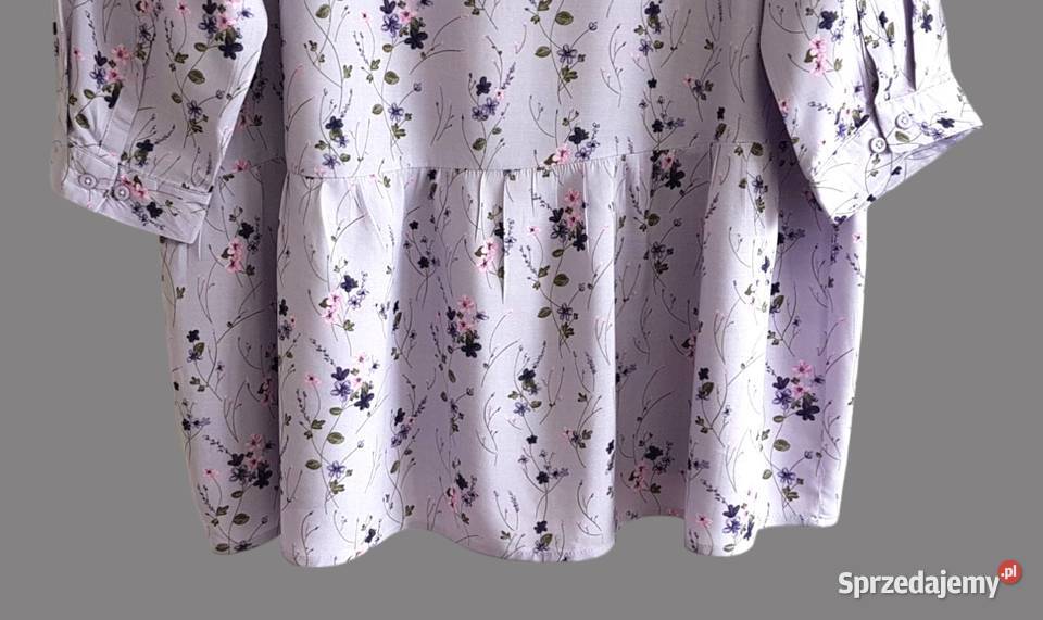 Damska bluzka fioletowa z kwiatki krótki rękawów Odzież damska sprzedam