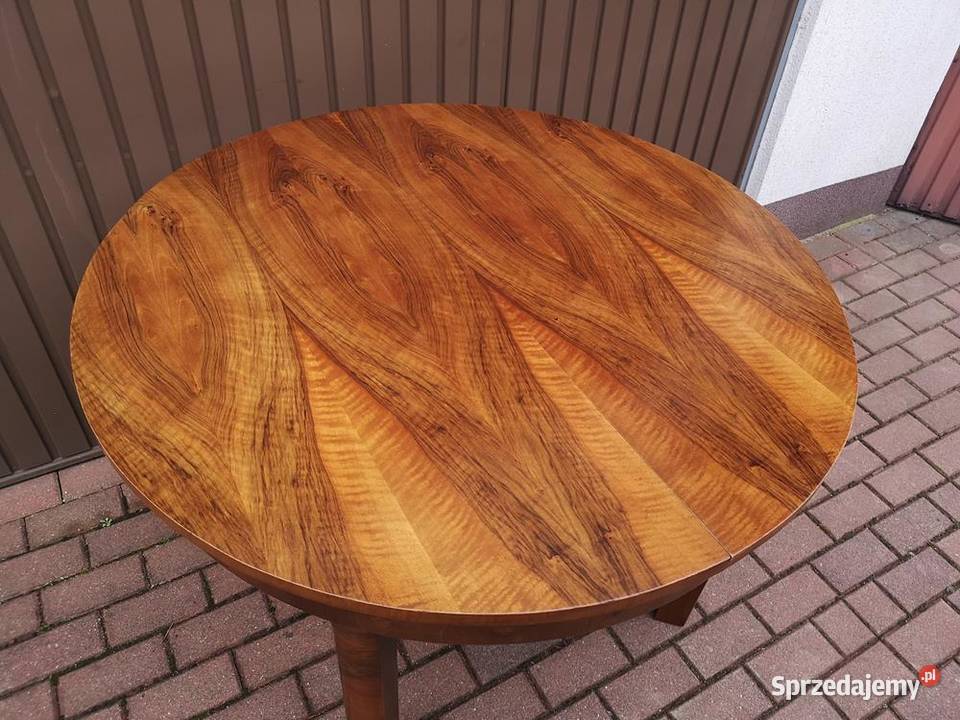 Stół ArtDeco Okrągły Orzech Zgrabny Antyk Stary Swarzędz