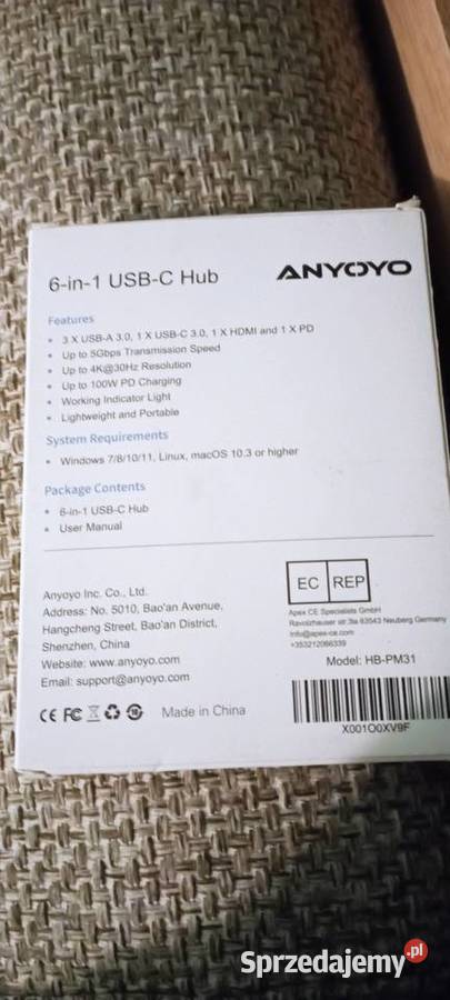 Anyoyo USB C Hub 6w1 adapter mazowieckie Warszawa