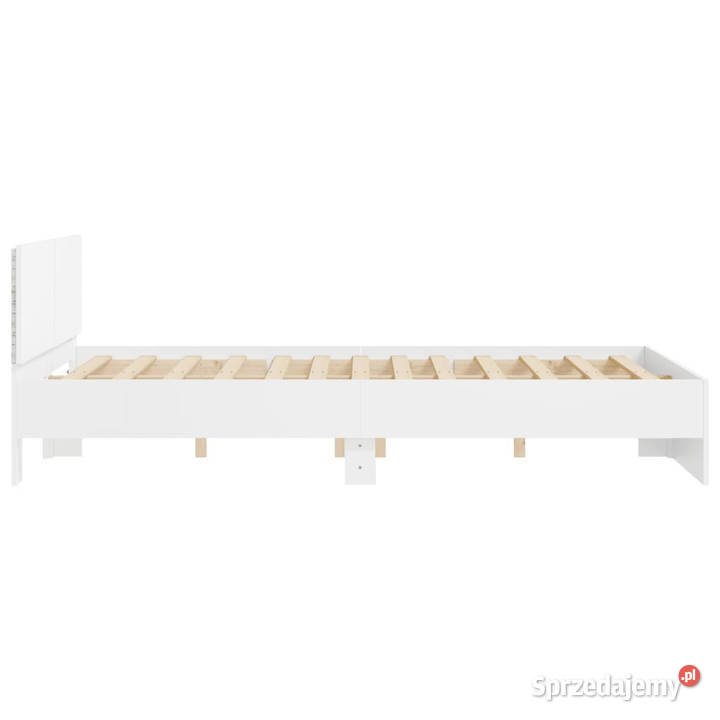 Rama łóżka z wezgłowiem i LED biała 150x200