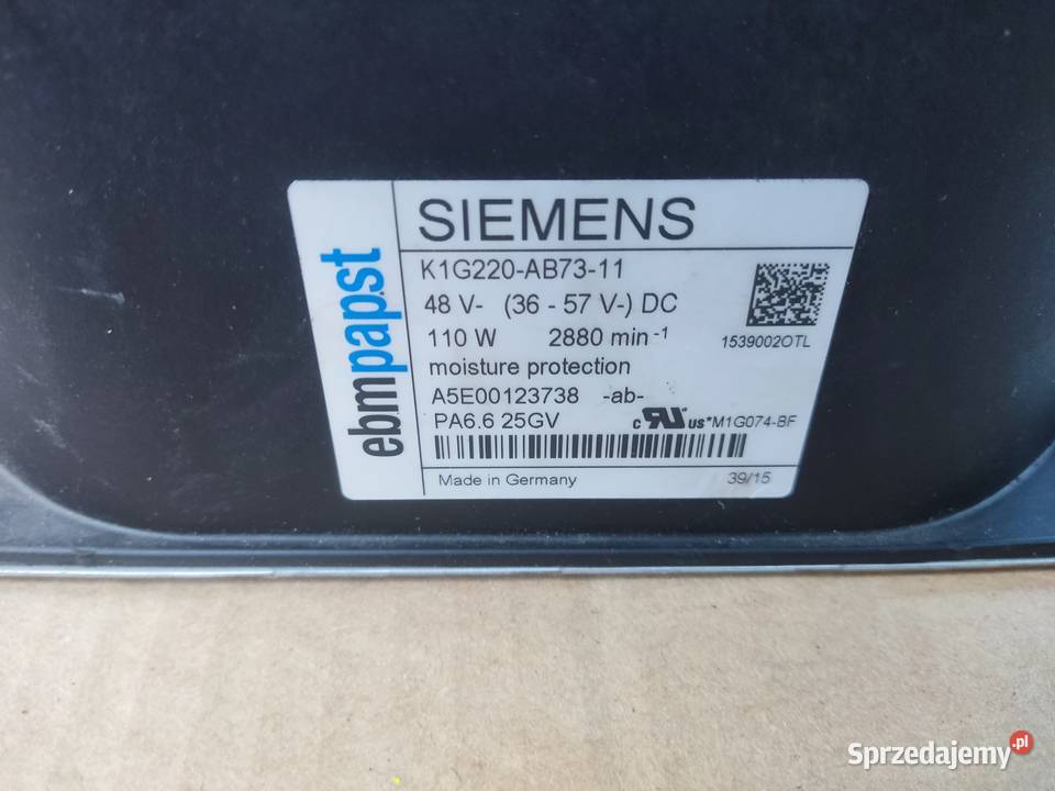 Wentylator Siemens ebmpapst K1G220AB7311 48V sprzedam