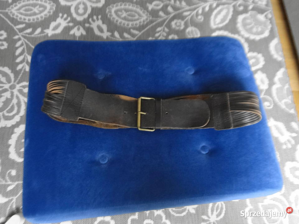 Piękny skórzany pas szeroki dizajnerski Paski Paski Warszawa sprzedam
