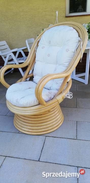 Fotel kręcony rattanowy wiklinowy krzesło obrotowy ogrodowy