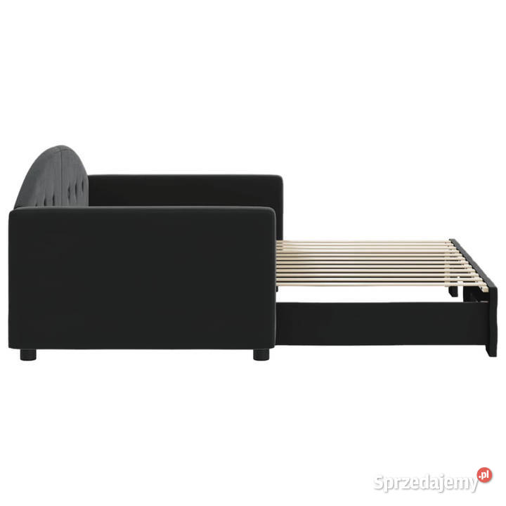 Sofa rozsuwana czarna aksamit 90x200 WM3197305 Łóżka Warszawa sprzedam