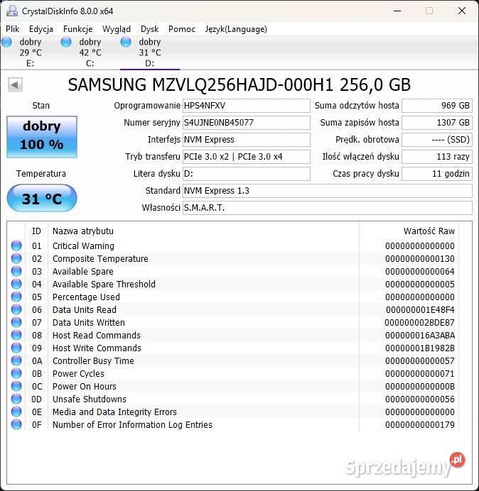 Dysk SSD m2 NVMe 256 GB Samsung Dyski Szczecin