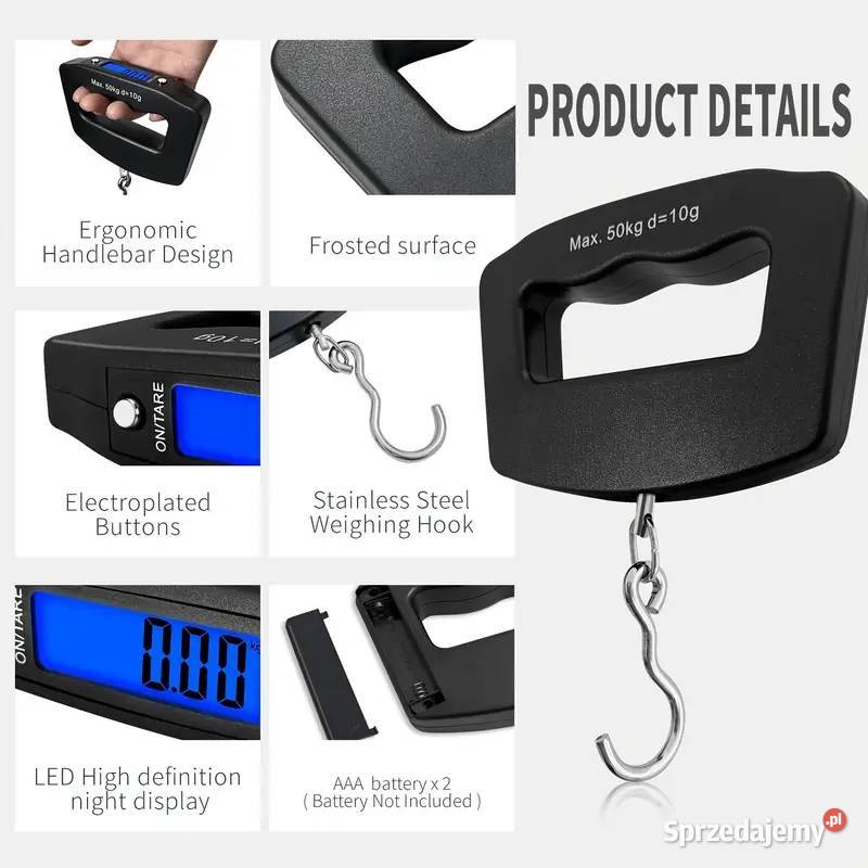 Waga Cyfrowa Ręczna Bagaż Do 50 Czarna Z Hakiem mazowieckie Płock sprzedam