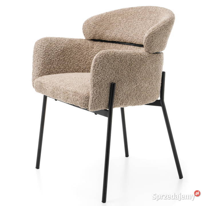 Krzesło Tapicerowane Bolzano Boucle Ciemnobeżowe Tarchały Małe