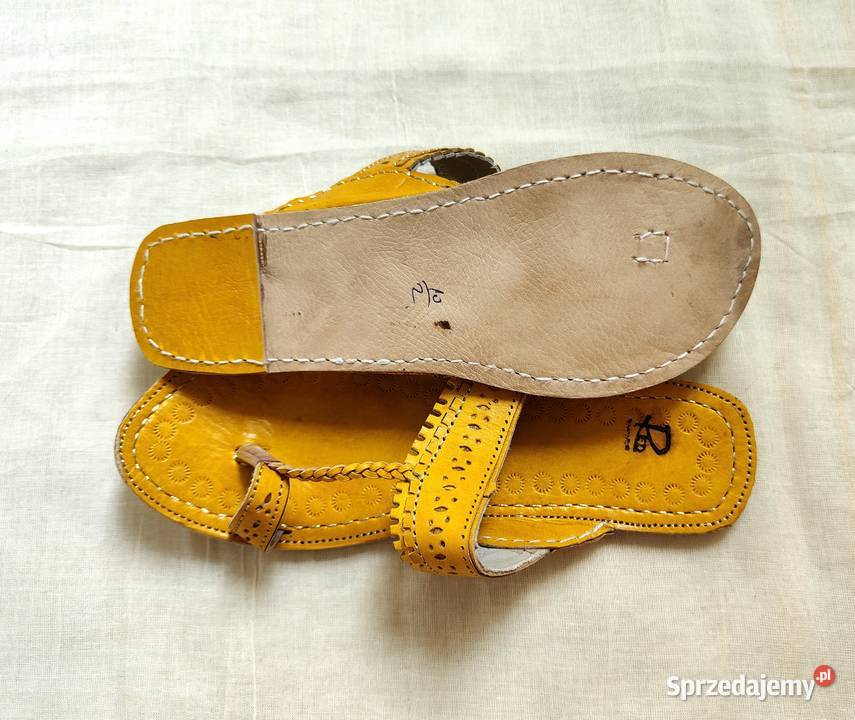 KOHYL Skórzane japonki kohalpuri 37 żółte