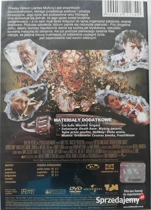 Ścigani DVD Angelina Jolie James McAvoy Morgan Łódź sprzedam
