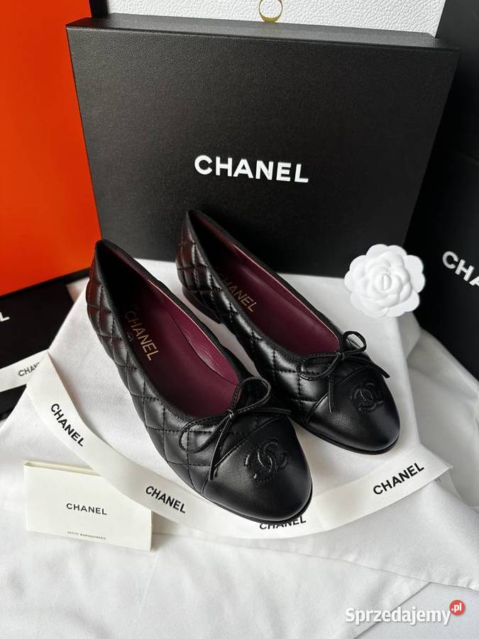Baleriny Chanel Flats Cambon Black Leather Warszawa
