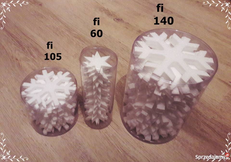 Gwiazdki śnieżynki styropianowe 60 105 140 mm