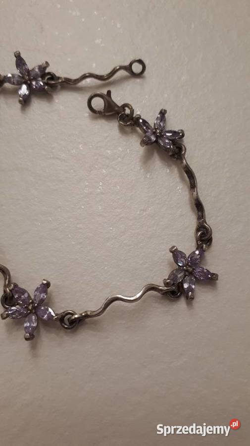 Bransoleta srebrna kwiatuszki Bransolety mazowieckie