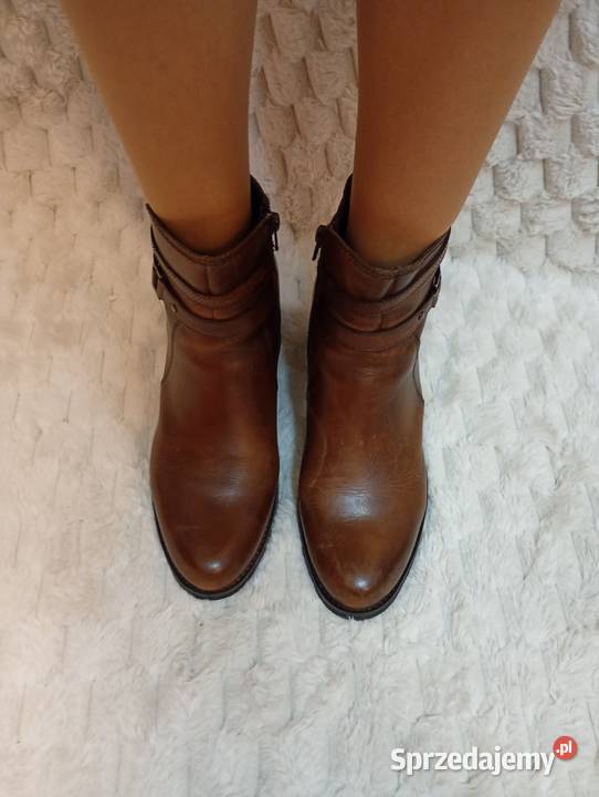 40 Real Leather wygodne brązowe botki biznesowe 25.8cm małopolskie