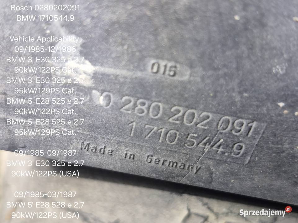 Przepływomierz BMW E30 E28 Bosch 325e 328e 525e Bydgoszcz sprzedam