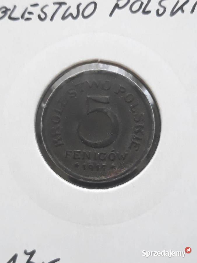 5 Fenigów Królestwo Polskie 1917 r 1 piękne Konin sprzedam
