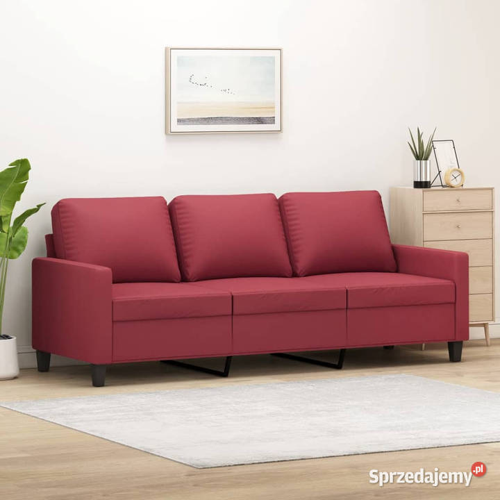3osobowa sofa winna czerwień 180 sztuczna skóra Warszawa