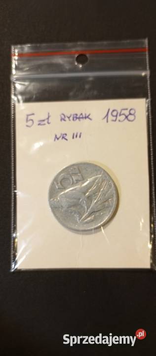 Moneta 5 złotych RYBAK z 1958 roku KUPUJESZ Pobiedziska sprzedam
