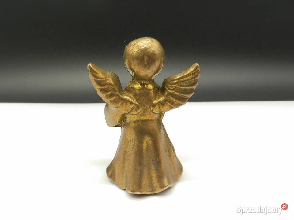 Stary Mosiężny Aniołek Figurka Świecznik