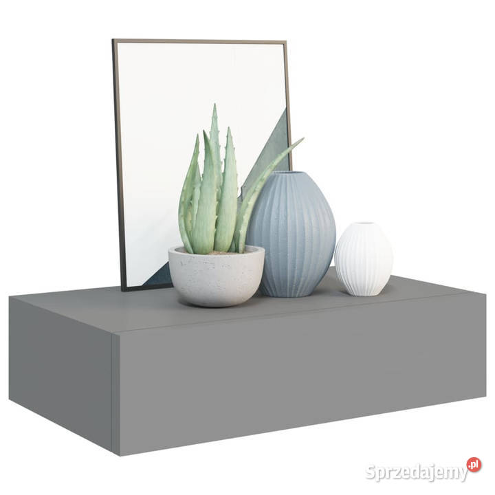 Półki ścienne z szufladą 2 szare 40 x 235 x 10 Warszawa