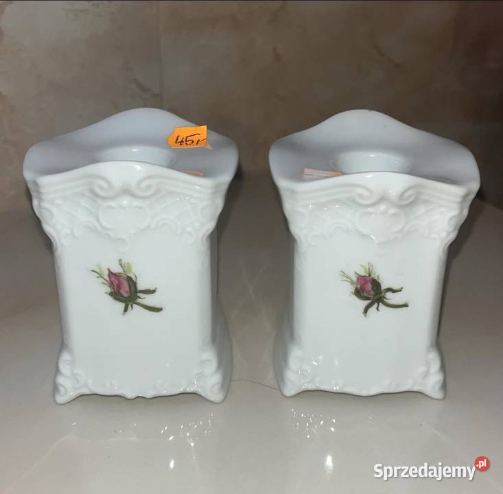 Świecznik Biała porcelana z różyczką pomorskie Gdańsk sprzedam