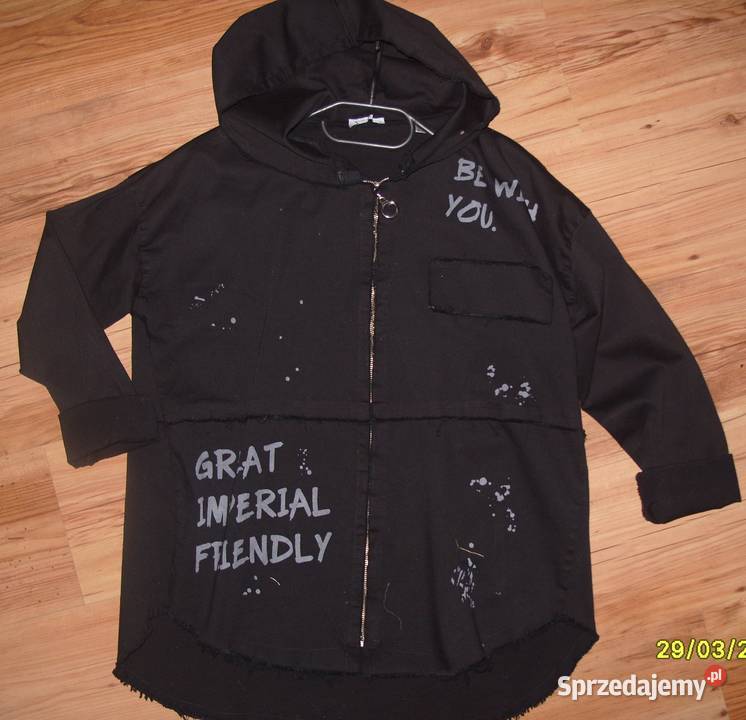 BLUZA KURTKA na zamek napisy kaptur r LXL Bez wzoru wielkopolskie Rawicz