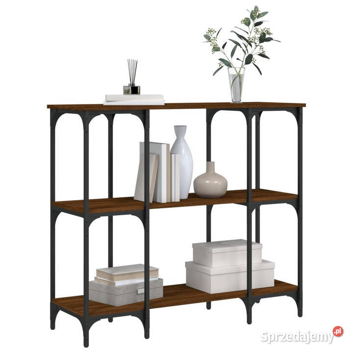 Stolik konsolowy brązowy dąb 102x35x90 WM834149 mazowieckie Warszawa