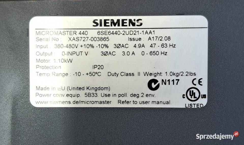 Falownik Siemens Micromaster 440 11kW Profibus wielkopolskie