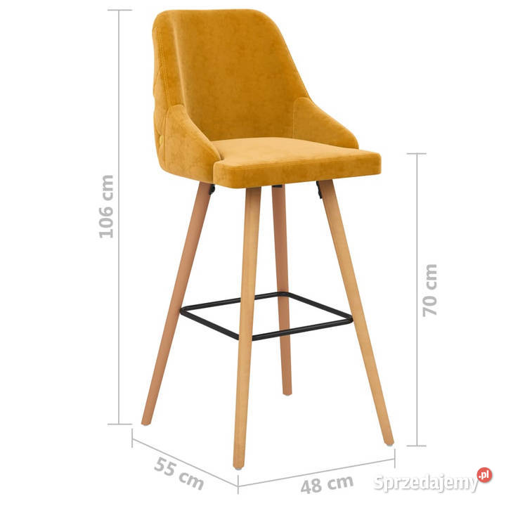 Stołki barowe 2 żółte obite aksamitem WM289470 Warszawa