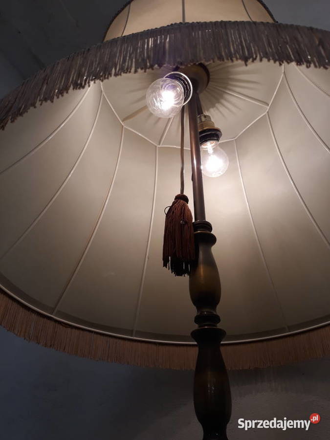 Lampa podłogowa mosiężna z abażurem Oświetlenie Olkusz sprzedam
