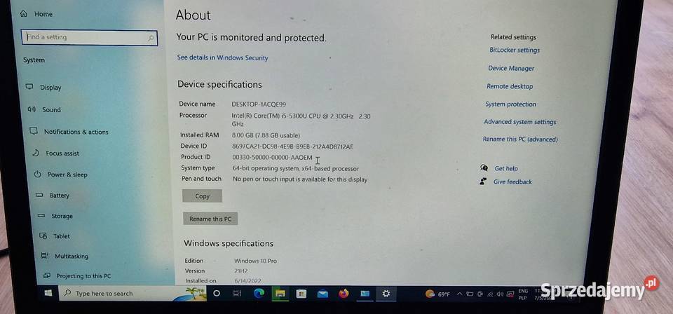 Laptop Komputer DELL latitude E7450 i5 8GB RAM Tarnów