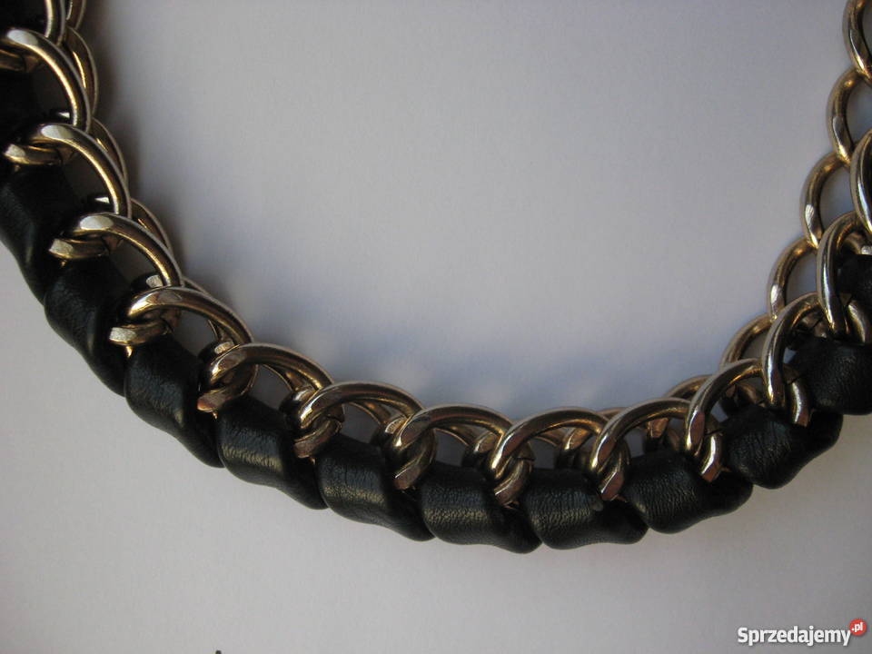 Naszyjnik złoty łańcuch ze skórą podlaskie Białystok