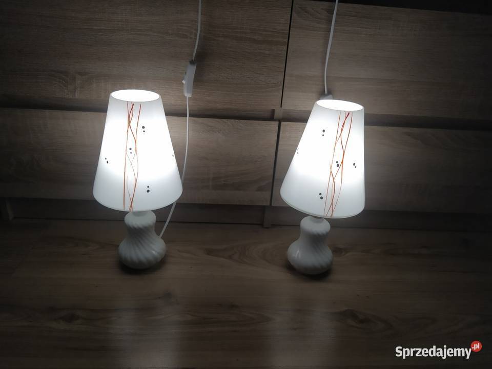 Lampka nocna para porcelana szkło Francja Lampy stołowe i nocne Pruszków