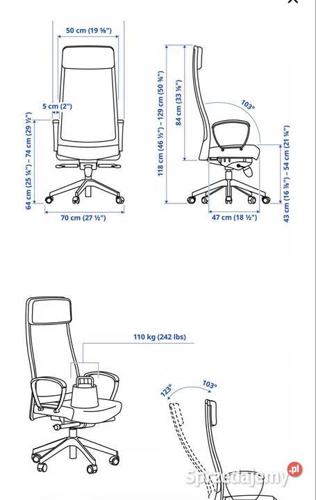 Fotel biurowy obrotowy Markus Ikea Wrocław