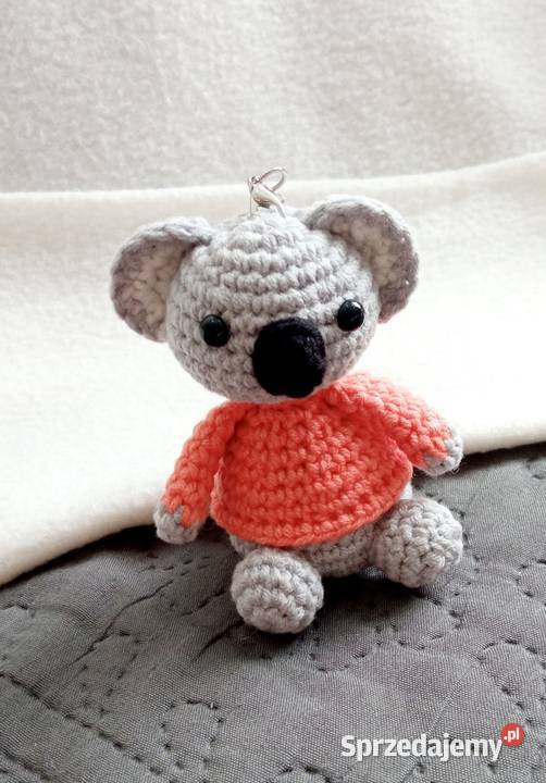 Miś koala wykonany na szydełku brelok maskotka Łask sprzedam
