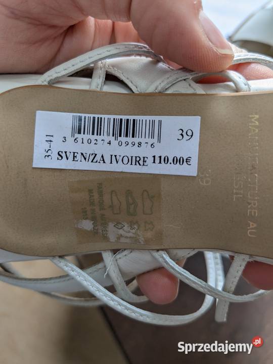 San Marina sandały na obcasie skórzane białe 39 Gryfice