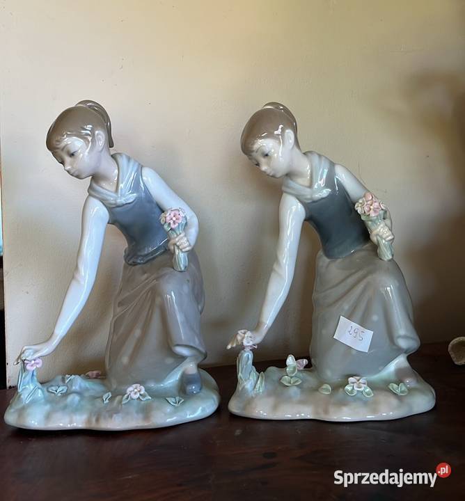 Figurka Dziewczyna zrywająca kwiaty Lladro 1971 Porcelana i szkło Gdańsk